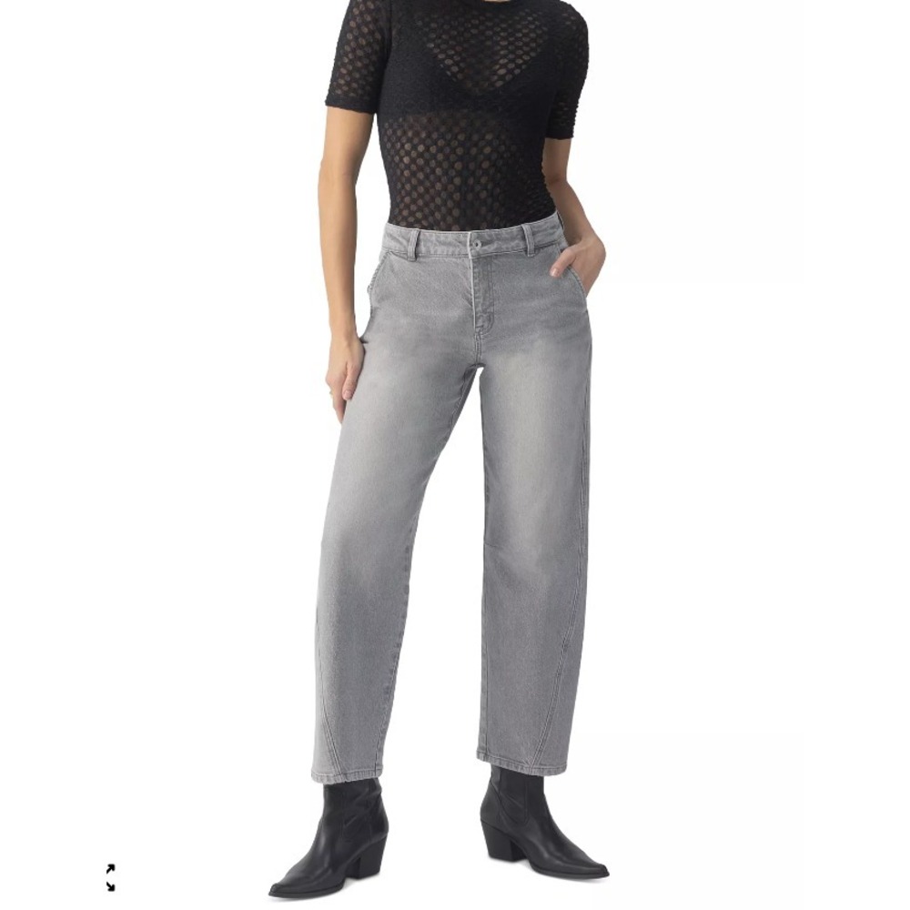 Sanctuary Twisted Seam Barrel Leg Jeans Womens 32 Gray Cropped Slouchy Baggy